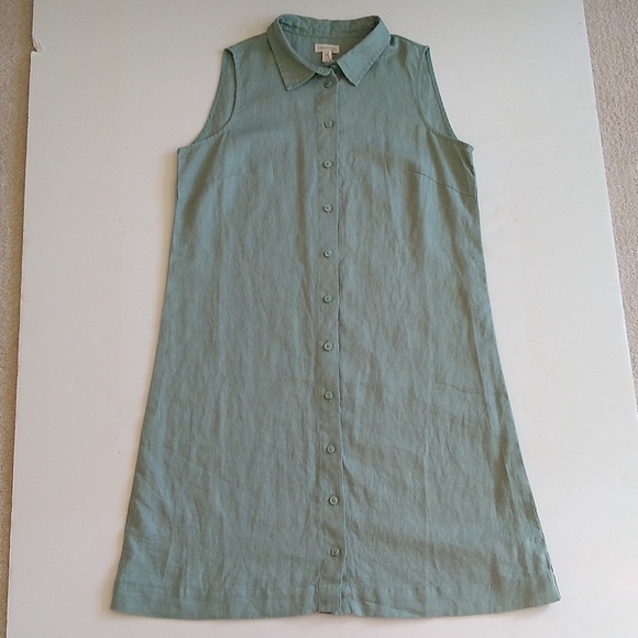 Hill Dresses New Hill Sage Green Linen Sleeveless